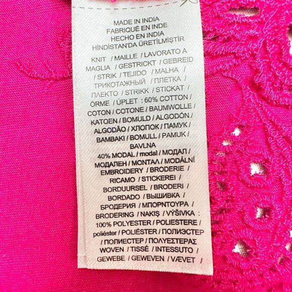 Lauren Ralph Lauren Boho Peasant Top Womens 2X Fuchsia Embroidered with Tassels - Picture 8 of 8